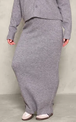 Hot PrettyLittleThing Maternity Melange Soft Knit Maxi Skirt Grey