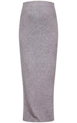 Hot PrettyLittleThing Maternity Melange Soft Knit Maxi Skirt Grey