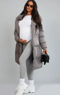 PrettyLittleThing Puffer Jackets*Maternity Oversized Collar Belted Longline Puffer