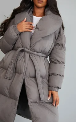 PrettyLittleThing Puffer Jackets*Maternity Oversized Collar Belted Longline Puffer