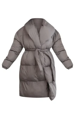 PrettyLittleThing Puffer Jackets*Maternity Oversized Collar Belted Longline Puffer