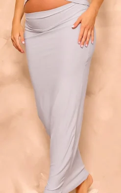 New PrettyLittleThing Maternity Soft Touch Maxi Length Skirt Grey