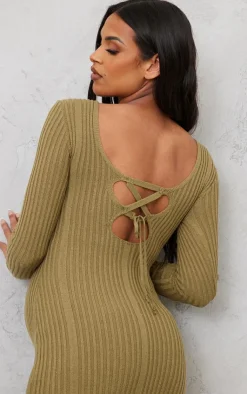 Maternity Knitted Midaxi Tie Back Bodycon Dress-PrettyLittleThing Best