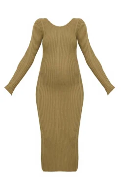 Maternity Knitted Midaxi Tie Back Bodycon Dress-PrettyLittleThing Best