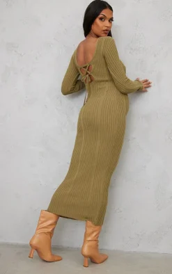Maternity Knitted Midaxi Tie Back Bodycon Dress-PrettyLittleThing Best
