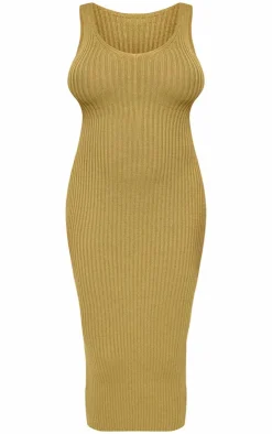 Maternity Knitted V Neck Midi Dress-PrettyLittleThing
