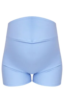 Maternity Light Blue Snatched Sculpt Biker Shorts
