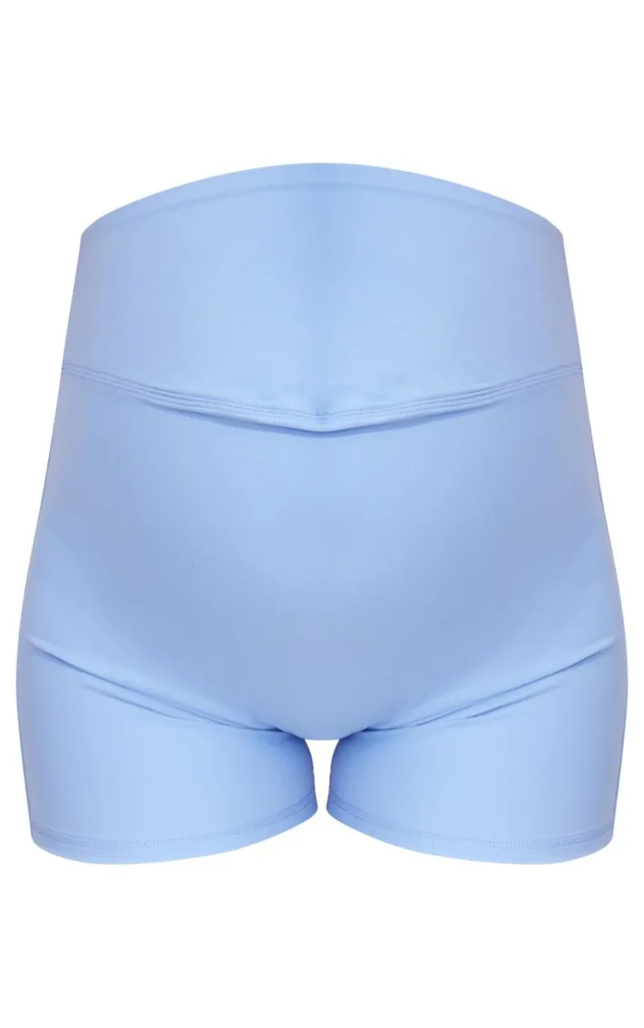 Maternity Light Blue Snatched Sculpt Biker Shorts