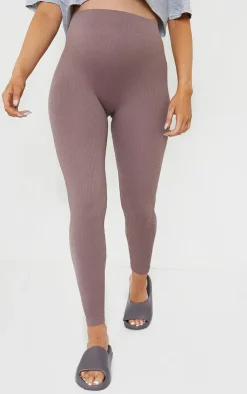 PrettyLittleThing Snatched*Maternity Contour Bump Support Ribbed Leggings