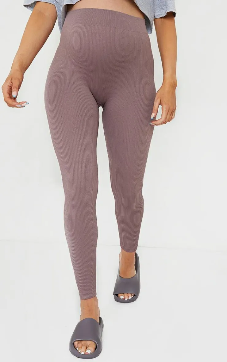 PrettyLittleThing Snatched*Maternity Contour Bump Support Ribbed Leggings