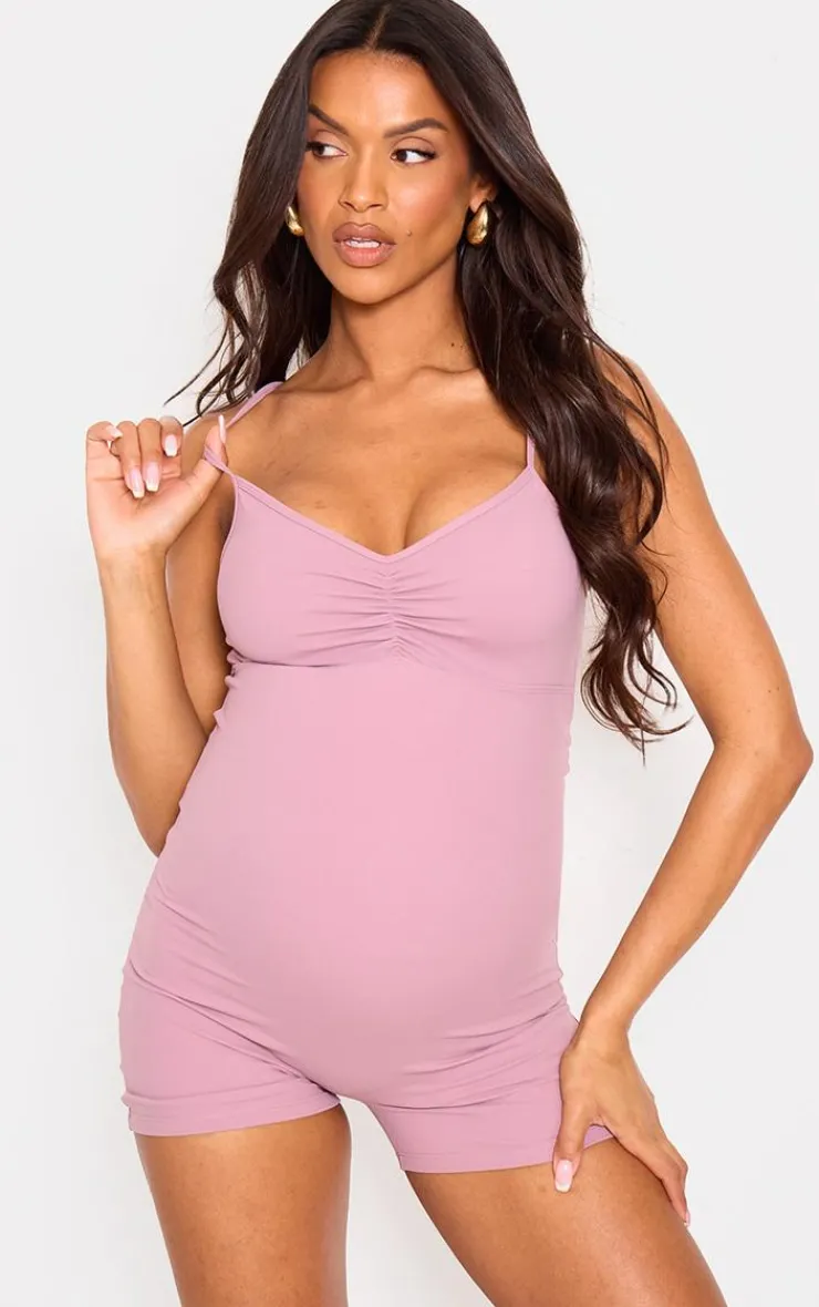PrettyLittleThing Unitards*Maternity Snatched Sculpt Ruched Front Detail Unitard