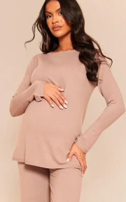 PrettyLittleThing Knitted Tops*Maternity Knitted Crew Neck Sweatshirt