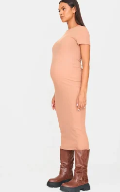 Maternity Rib Crew Neck Midi Dress-PrettyLittleThing Discount