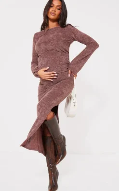 Discount PrettyLittleThing Maternity Towel Texture Midaxi Skirt Mocha