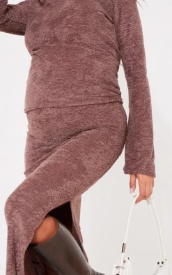 Discount PrettyLittleThing Maternity Towel Texture Midaxi Skirt Mocha