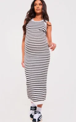 Maternity Stripe Knitted Maxi Dress-PrettyLittleThing Clearance