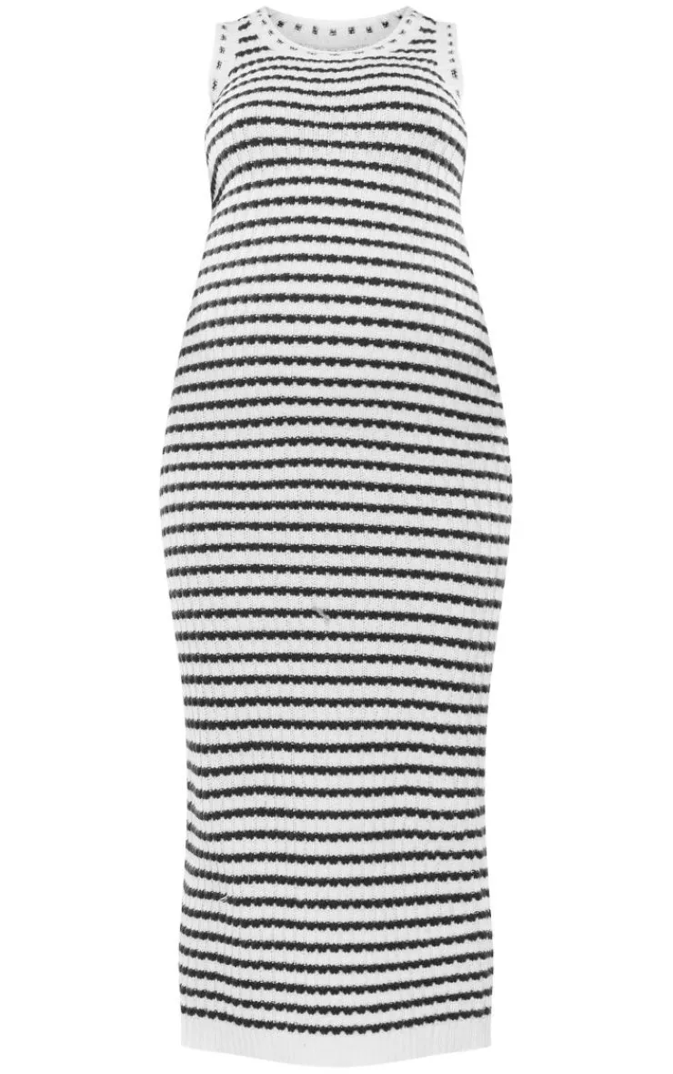 Maternity Stripe Knitted Maxi Dress-PrettyLittleThing Clearance