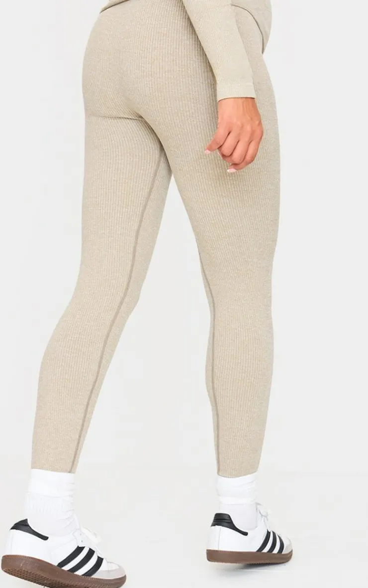 Sale PrettyLittleThing Maternity Ribbed Leggings Moss Sand