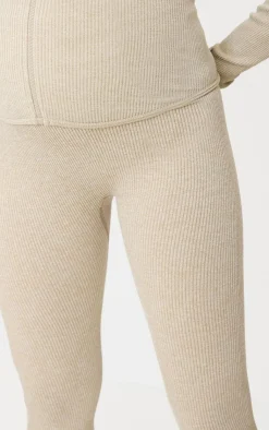 Sale PrettyLittleThing Maternity Ribbed Leggings Moss Sand