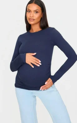 PrettyLittleThing T-Shirts*Maternity Crew Neck Long Sleeve Fitted Top
