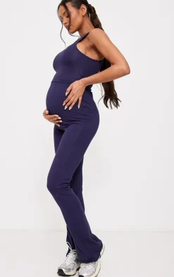 Maternity Navy Hem Flared Pants