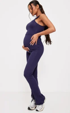Maternity Navy Racer Crop Top