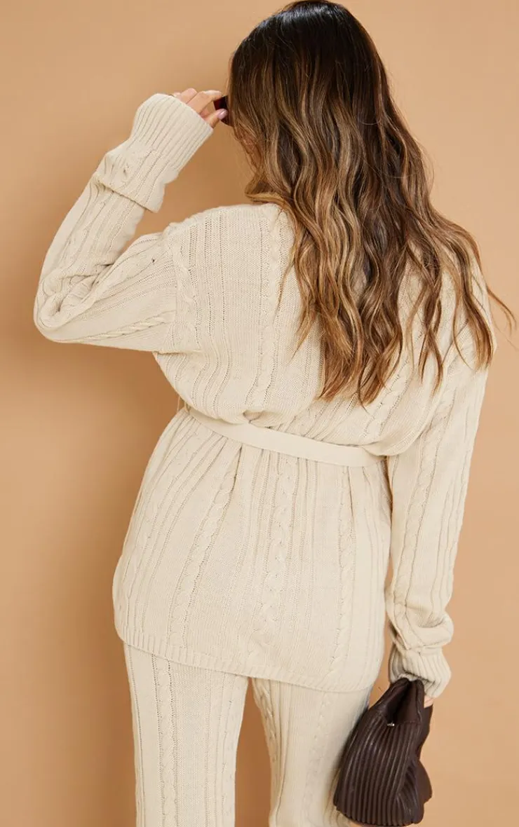PrettyLittleThing Knitted Two Piece Sets*Maternity Cable Knit Wrap Cardigan