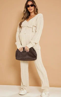 PrettyLittleThing Knitted Two Piece Sets*Maternity Cable Knit Wrap Cardigan