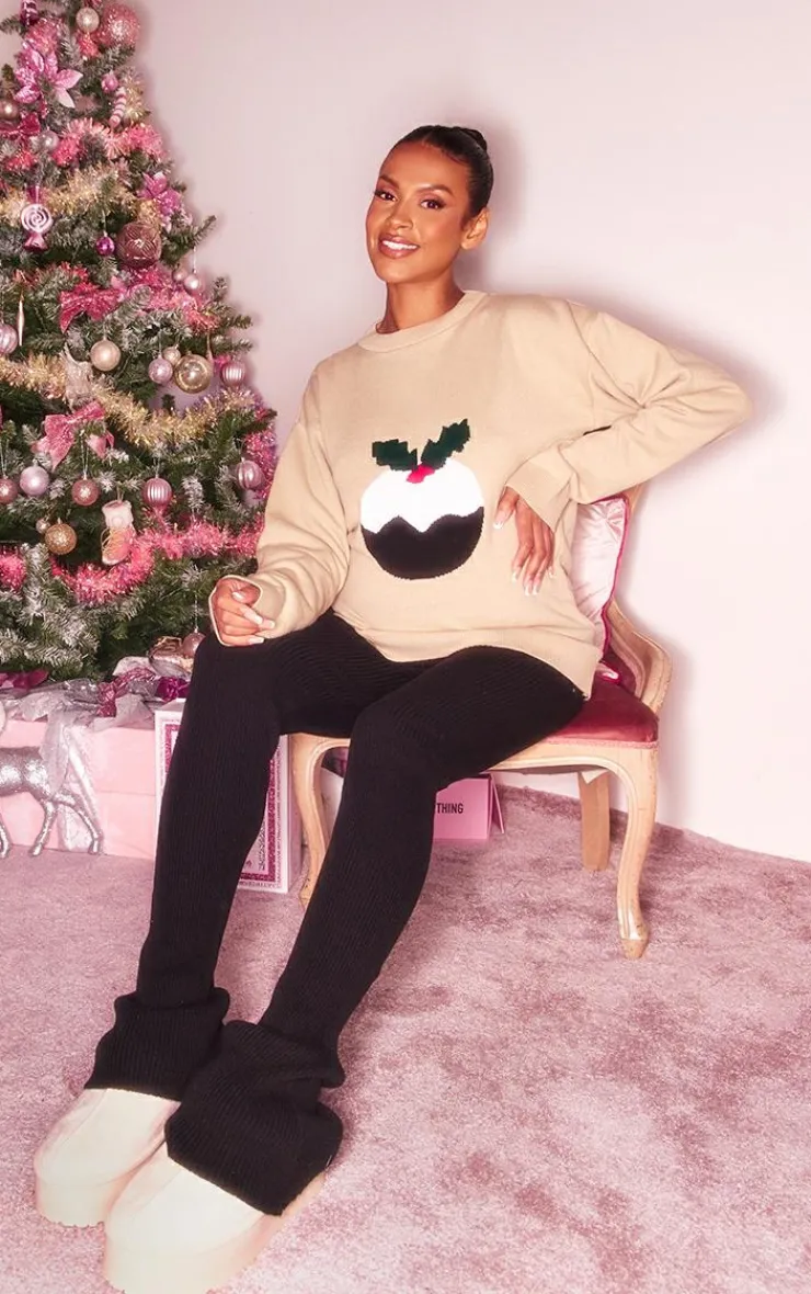 PrettyLittleThing Oversized Sweaters*Maternity Christmas Pudding Oversized Christmas Sweater