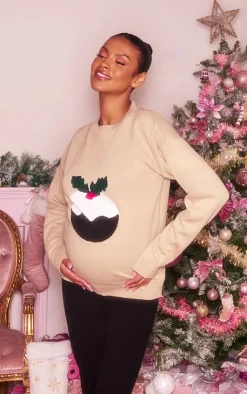 PrettyLittleThing Oversized Sweaters*Maternity Christmas Pudding Oversized Christmas Sweater