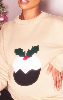 PrettyLittleThing Oversized Sweaters*Maternity Christmas Pudding Oversized Christmas Sweater