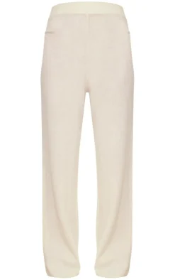 Clearance PrettyLittleThing Maternity Knitted Wide Leg Pants Oatmeal