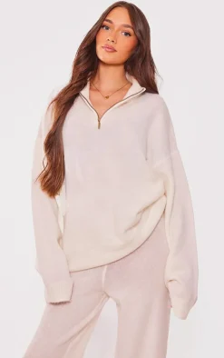 PrettyLittleThing Knitted Two Piece Sets*Maternity Knitted Slouchy Half Zip Sweater