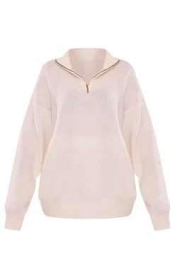 PrettyLittleThing Knitted Two Piece Sets*Maternity Knitted Slouchy Half Zip Sweater