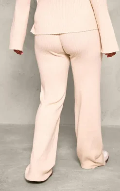Best PrettyLittleThing Maternity Rib Knit Wide Leg Pants Oatmeal