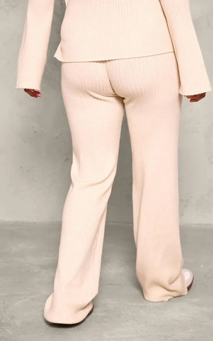 Best PrettyLittleThing Maternity Rib Knit Wide Leg Pants Oatmeal