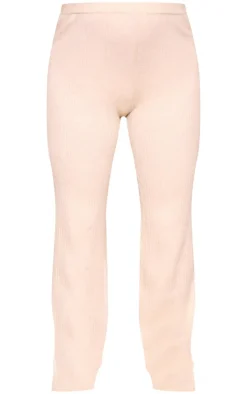 Best PrettyLittleThing Maternity Rib Knit Wide Leg Pants Oatmeal