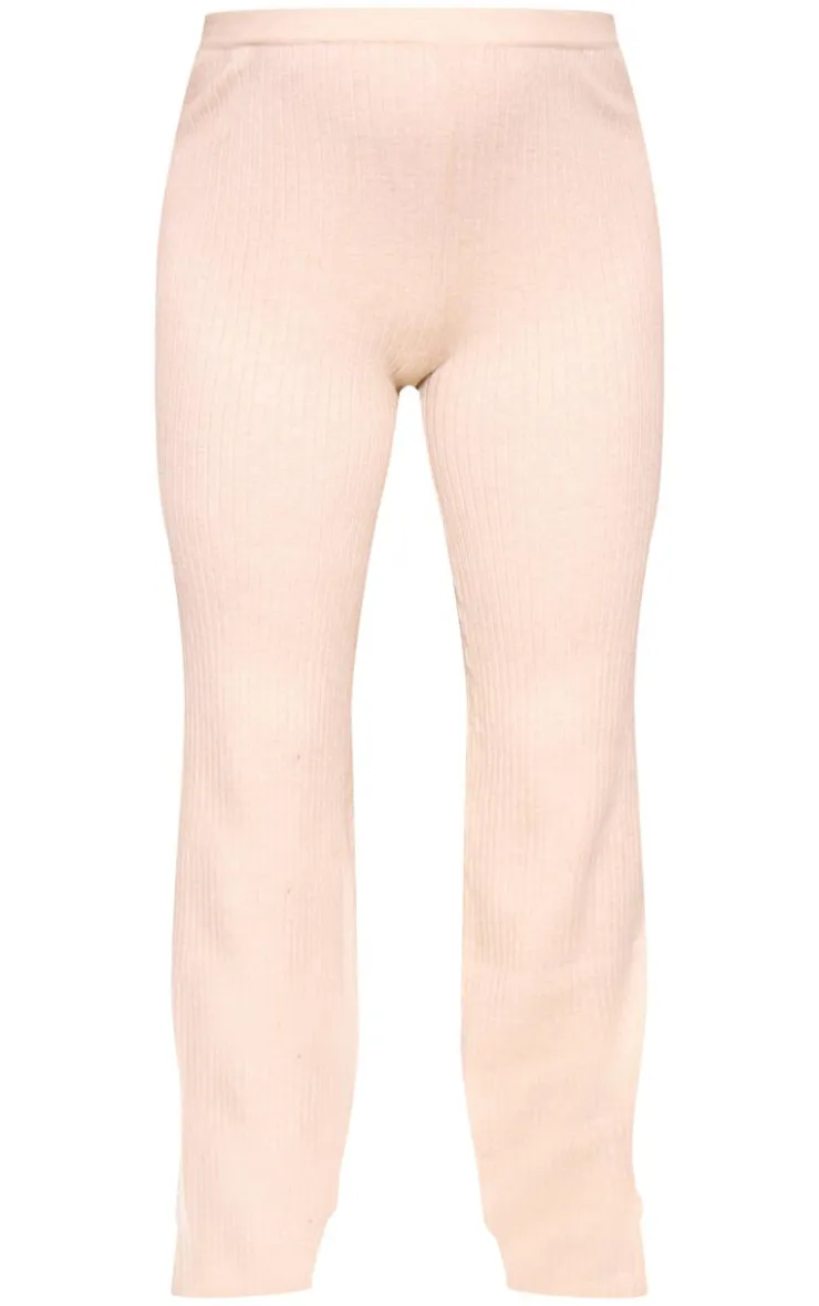 Best PrettyLittleThing Maternity Rib Knit Wide Leg Pants Oatmeal