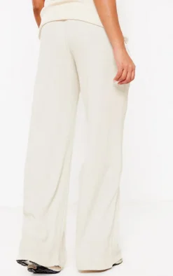 Best PrettyLittleThing Maternity Waffle Textured Flared Pants Oatmeal