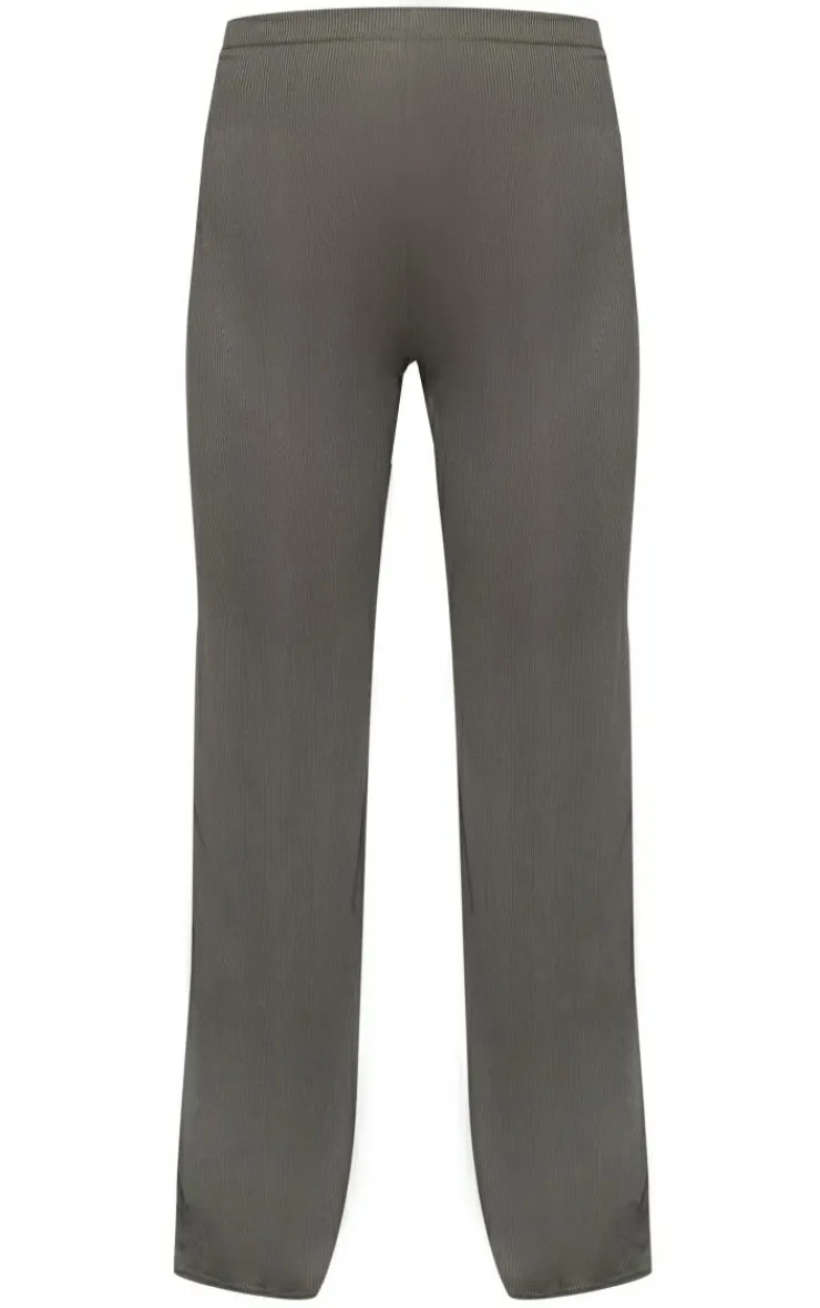 Clearance PrettyLittleThing Maternity Rib Wide Leg Flared Pants Olive