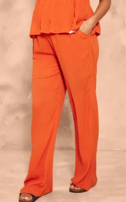 Best PrettyLittleThing Maternity Cheesecloth Wide Leg Pants Orange