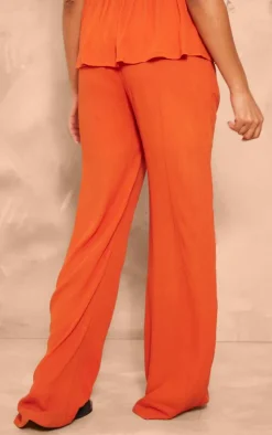 Best PrettyLittleThing Maternity Cheesecloth Wide Leg Pants Orange