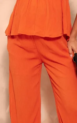 Best PrettyLittleThing Maternity Cheesecloth Wide Leg Pants Orange