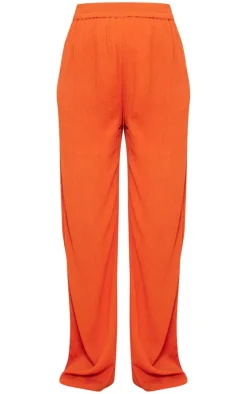 Best PrettyLittleThing Maternity Cheesecloth Wide Leg Pants Orange
