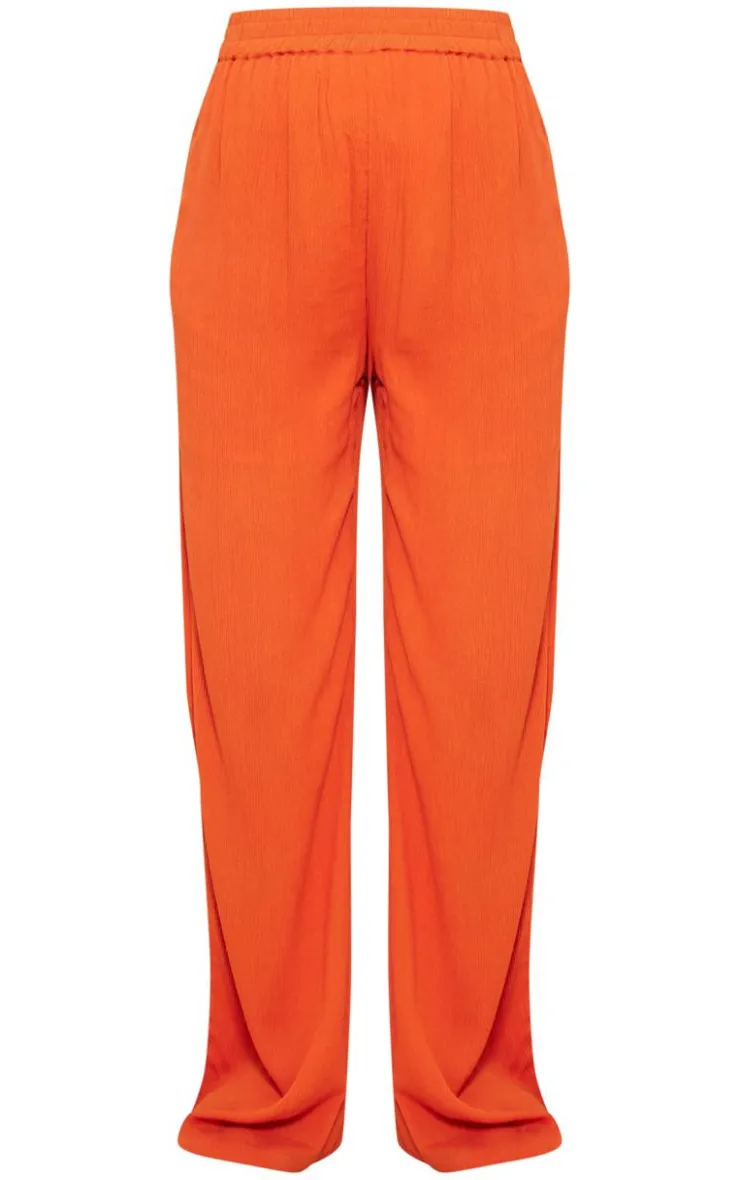 Best PrettyLittleThing Maternity Cheesecloth Wide Leg Pants Orange