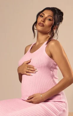 Maternity Knitted V Neck Midi Dress-PrettyLittleThing Discount