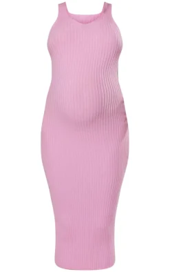 Maternity Knitted V Neck Midi Dress-PrettyLittleThing Discount