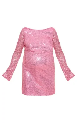 Maternity Sequin Detail Open Back Mini Dress-PrettyLittleThing Sale