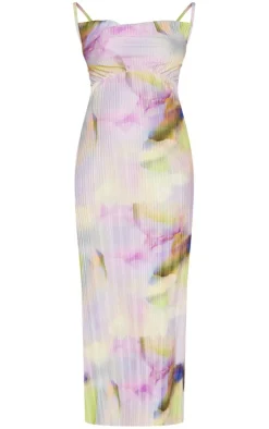 Maternity Watercolour Plisse Midaxi Dress-PrettyLittleThing Clearance