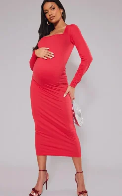 Maternity Stretch Seamless Long Sleeve Midaxi Dress-PrettyLittleThing New